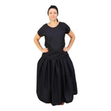Conjunto Pomba Gira 2 Peças Camisu Saia Poliéster Preto