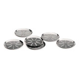 Conjunto Porta copos Inox 6 Peças Alta Qualidade Cor Cinza