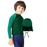 Conjunto Praia Camiseta Blusa Infantil Proteção Solar UV 50 Bone C Abas Protege Cabeça Pescoço Criança Bebe 6 Meses 1 Ano Verde C Verde água Boné UV 