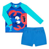 Conjunto Praia Camiseta E Sunga Bebês Tip Top Crab Fps Uv50 