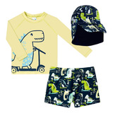 Conjunto Praia Camiseta Sunga E Boné Dino Fps Uv50 Tip Top