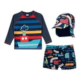 Conjunto Praia Com Boné Infantil Proteção Uv50 Tip Top