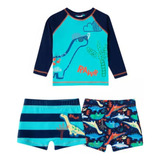 Conjunto Praia Infantil Camiseta E 2 Sungas Dino Tip Top
