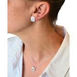 Conjunto Prata 925 Colar Elo Portug Brinco Pingente Zircônia