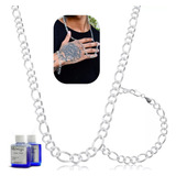 Conjunto Prata 925 Corrente Pulseira 3x1 Grumet Grossa 7mm