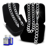 Conjunto Prata 925 Corrente Pulseira Masculina Grumet 7mm