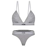 Conjunto Puma Calcinha Fio Dental E Soutien Triângulo Feminino Adulto Cinza G