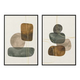 Conjunto Quadros Abstrato C406 Com 2 Telas Canvas 50x75