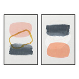 Conjunto Quadros Abstrato Escandinavo 2 Telas Canvas 60x90
