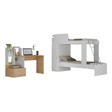 Conjunto Quarto Beliche Com Escrivaninha Multimóveis Mp4125 Cor Branco rustic