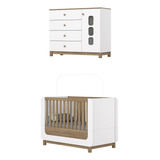 Conjunto Quarto De Bebê Berço 2 Em 1 E Cômoda Sophia