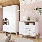 Conjunto Quarto De Bebê Guarda Roupa E Cômoda Yuri Branco Jequitibá HP