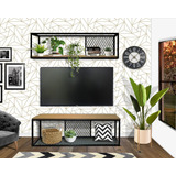 Conjunto Rack Aéreo 120cm De Ferro Estilo Industrial