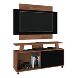 Conjunto Rack E Painel Rivera Sala Para Tv Até 50 Polegadas Cor Freijo freijo preto Fosco