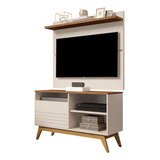 Conjunto Rack Fênix Painel Vivare Off white freijó Sala