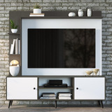 Conjunto Rack Painel Tv Até 50 Polegadas Sala Branco Cinza