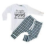 Conjunto Roupa Bebe Menina De Frio Calça E Body Desenhos