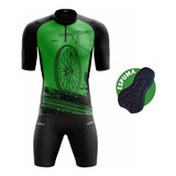 Conjunto Roupa Bike Kit Ciclismo Camisa E Bermuda Espuma