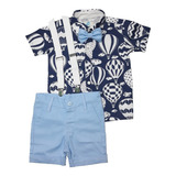 Conjunto Roupa Camisa Social Temática Festa Balões brinquedos Menino
