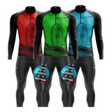Conjunto Roupa Ciclismo Inverno camisa Manga Longa E Calça 