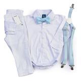Conjunto Roupa Social Menino Bebê Festa C Gravata E Suspens