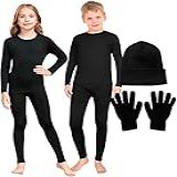 Conjunto Roupa Térmica - Gorro - Luva Infantil Premium Calça Blusa Forrado Segunda Pele Menina Menino -Preto- G -9-12 ANOS--