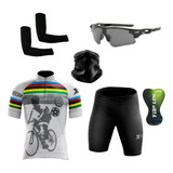 Conjunto Roupas Ciclismo C óculos Bandana E Par De Manguito