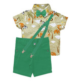 Conjunto Safari Arca De Noé Tradicional Bege Verde Infantil