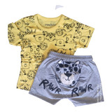 Conjunto Safari Masculino Infantil Verão Camiseta E Short