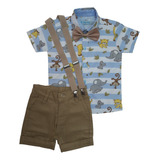 Conjunto Safari Roupa De Festa Bebê Menino Camisa Temática