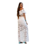 Conjunto Saia E Blusa Cropped Renda