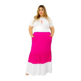 Conjunto Saia Longa 2 Cores Cropped Feminino Com Mangas 2022