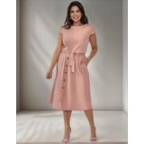 Conjunto Saia Midi Cropped Linho Alfaiataria