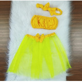 Conjunto Saia Tutu Tule Carnaval Infantil Bebe Menina Laço
