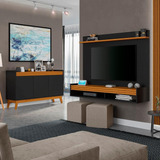 Conjunto Sala De Estar Painel Home 136cm E Buffet Ripado
