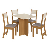 Conjunto Sala De Jantar 1 Mesa 4 Cadeiras Talita Shark Mov