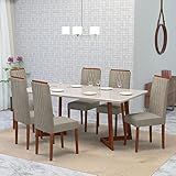 Conjunto Sala De Jantar 6 Lugares Madeira Eucalipto Ametista Móveis Meneghetti Caramelo Castor