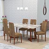 Conjunto Sala De Jantar 6 Lugares Madeira Eucalipto Ametista Móveis Meneghetti Caramelo Chocolate