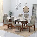 Conjunto Sala De Jantar 6 Lugares Madeira Eucalipto Safira Móveis Meneghetti Caramelo Castor