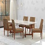 Conjunto Sala De Jantar 6 Lugares Madeira Eucalipto Safira Móveis Meneghetti Caramelo Chocolate
