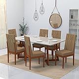 Conjunto Sala De Jantar 6 Lugares Madeira Eucalipto Safira Móveis Meneghetti Caramelo Chocolate