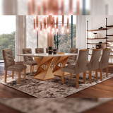 Conjunto Sala De Jantar Cel Móveis Com 08 Cadeiras Mesa De Cinamomo off White suede Animale