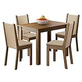 Conjunto Sala De Jantar Cíntia Madesa Mesa Tampo De Madeira Com 4 Cadeiras Rustic Crema Pérola