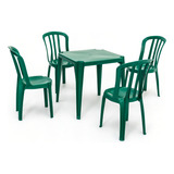Conjunto Sala De Jantar Jr Plasticos Jr Plasticos Bistro Com 4 Cadeiras Desenho Liso Mesa De 70cm Comprimento Máximo X 70cm De Largura X 70cm De Altura Verde