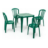 Conjunto Sala De Jantar Jr Plasticos Jr Plasticos Bistro Com 4 Cadeiras Desenho Liso Mesa De Verde
