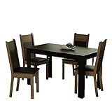 Conjunto Sala De Jantar Madesa Havana Mesa Tampo De Madeira Com 4 Cadeiras Preto Rustic