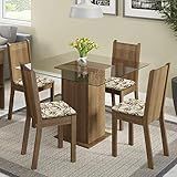 Conjunto Sala De Jantar Madesa Magda Mesa Tampo De Vidro Com 4 Cadeiras Rustic Lírio Bege