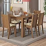Conjunto Sala De Jantar Madesa Maris Mesa Tampo De Madeira Com 6 Cadeiras Rustic Lírio Bege