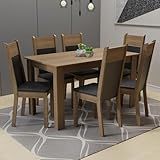 Conjunto Sala De Jantar Madesa Medelin Mesa Tampo De Madeira Com 6 Cadeiras Rustic Preto Sintpreto