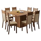 Conjunto Sala De Jantar Madesa Panamá Mesa Tampo De Madeira Com 8 Cadeiras Rustic Crema Pérola
